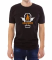 Czarny męski T-shirt z zabawnym nadrukiem na Halloween, z trumną, dynią i nietoperzami