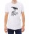 Biały męski T-shirt ze wzorem kruka stojącego na czaszce