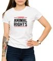 Biały T-shirt damski z hasłem - I support animal rights