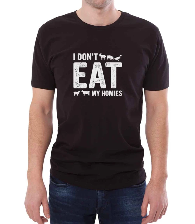 Czarny męski T-shirt z napisem nie jadam ziomali