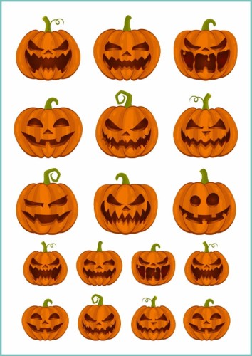 Zestaw tatuaży zmywalnych z dynią na Halloween - straszne i śmieszne lampiony z dyni jako naklejki na ciało