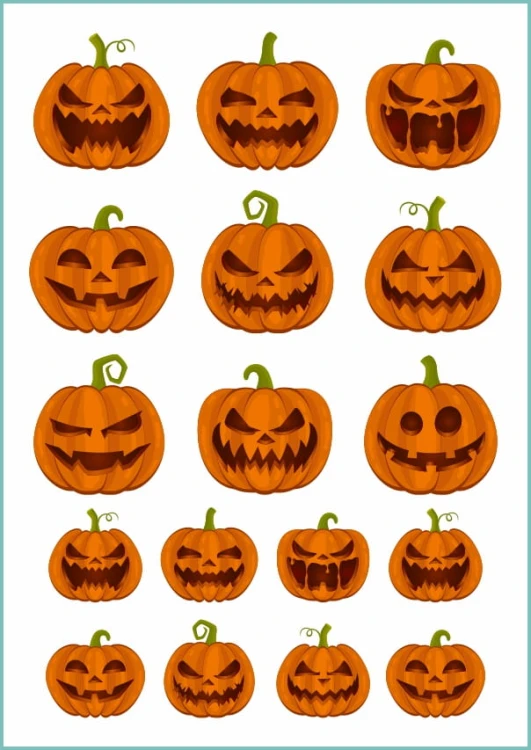 Zestaw tatuaży zmywalnych z dynią na Halloween - straszne i śmieszne lampiony z dyni jako naklejki na ciało