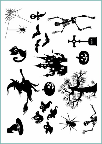 Tatuaże zmywalne Halloween dla dzieci - czarne wzory duchów, dyń, czaszek, kotów i pająków