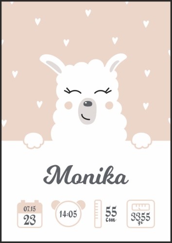 Metryczka dziewczynka lama