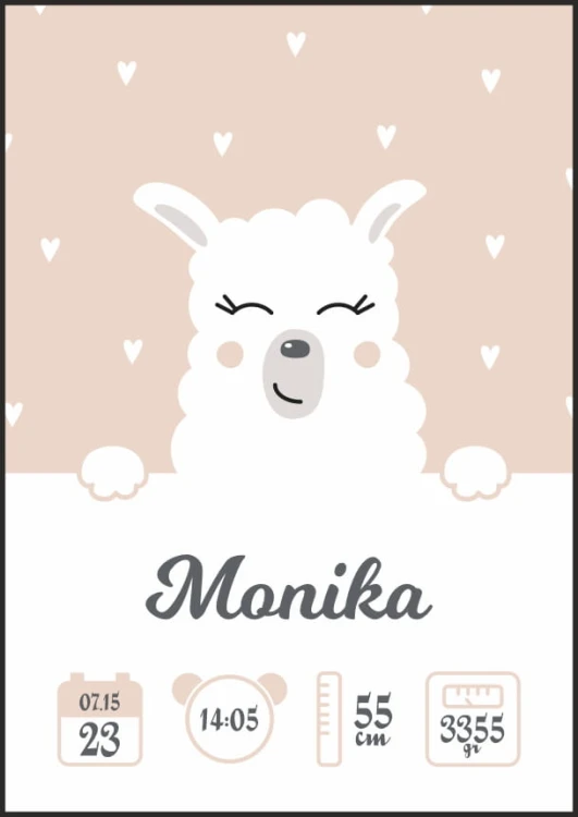 Metryczka dziewczynka lama