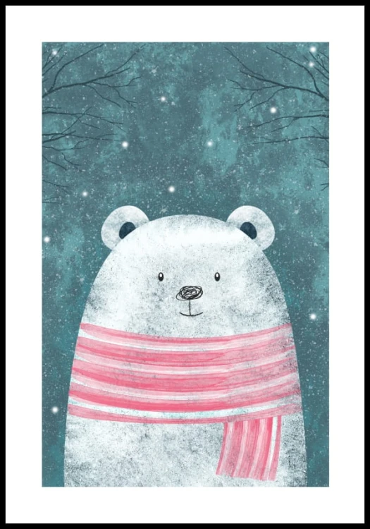 Plakat miś polarny z białym marginesem dookoła