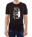 Czarny męski T-shirt Let's talk but first wine