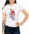Damski biały T-shirt z Mikołajem na desce