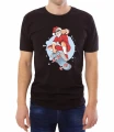 Czarny T-shirt dla niego z jadącym Mikołajem
