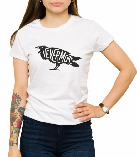 Biały damski T-shirt kruk