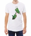 Biały męski T-shirt ręce zombie i smartfon