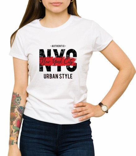 Damski biały t-shirt urban style New York City