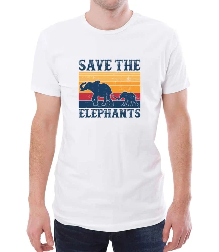 Biała męska koszulka save the elephants