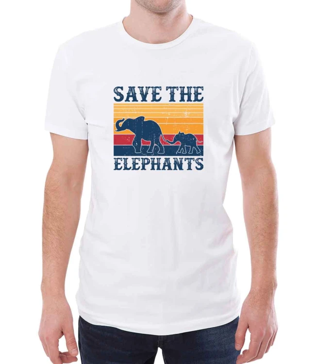 Biała męska koszulka save the elephants