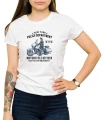 Biały damski T-shirt oficer policji z Nowego Jorku na motorze