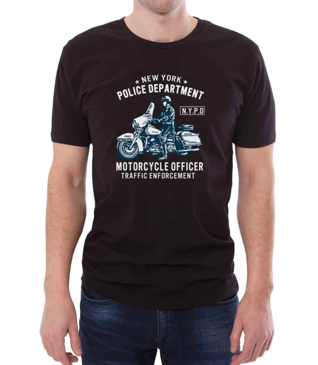 Koszulka czarna męska z policjantem z N.Y.P.D.