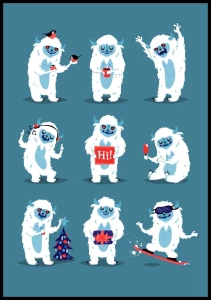 Plakat świąteczny yeti