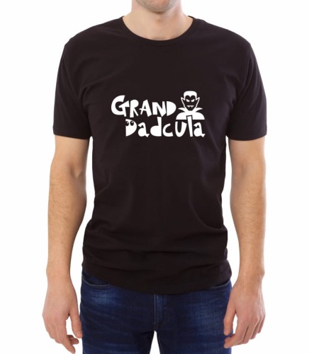 Czarny męski T-shirt dla dziadka, który lubi wampiry