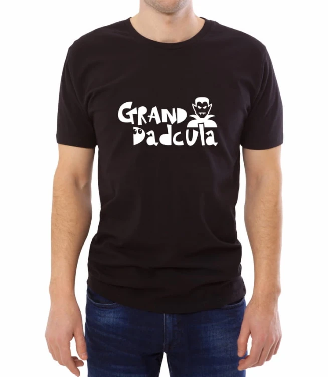 Czarny męski T-shirt dla dziadka, który lubi wampiry