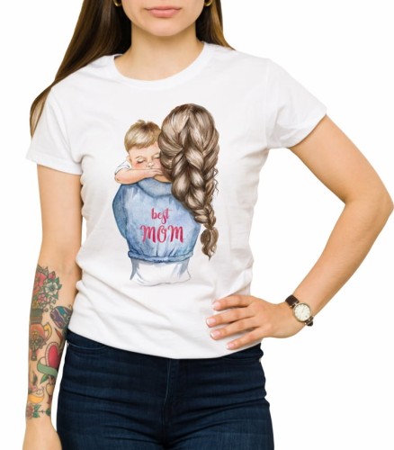 Koszulka najlepsza mama biały damski T-shirt z nadrukiem dla mamy