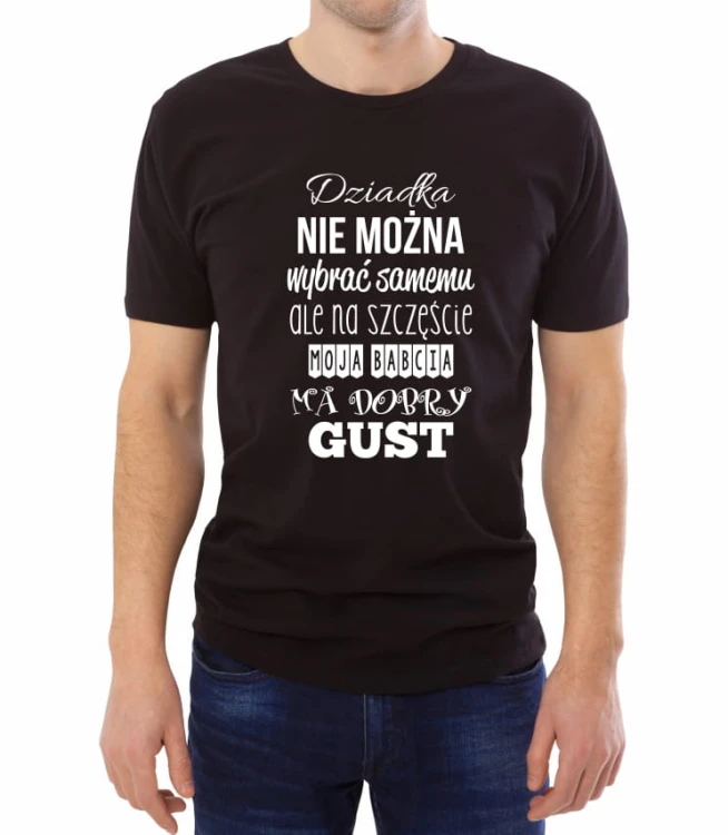 czarny męski t-shirt z napisem dziadka nie można wybrać samemu