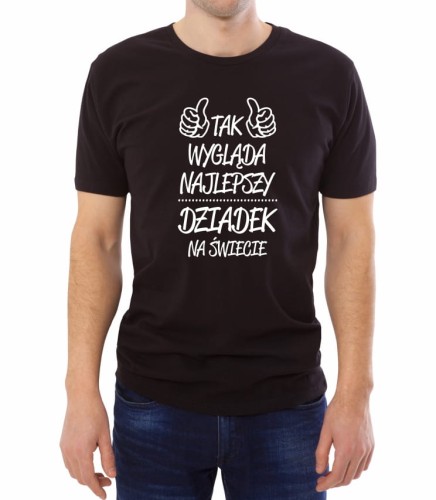 Czarny T-shirt męski najlepszy dziadek