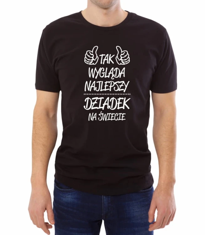 Czarny T-shirt męski najlepszy dziadek