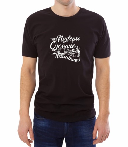 Czarny męski T-shirt  najlepsi ojcowie są dziadkami
