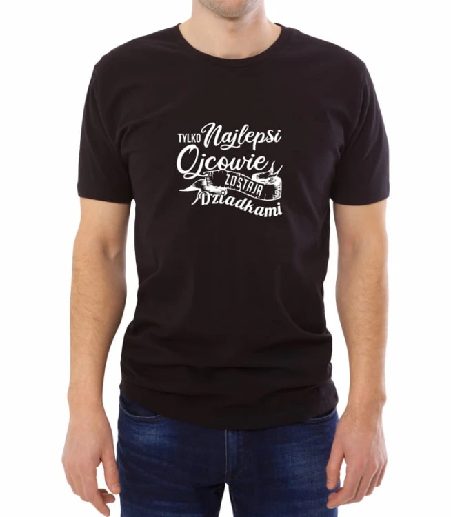 Czarny męski T-shirt  najlepsi ojcowie są dziadkami