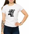 Biały damski T-shirt  z napisem o ukochanej babci "moja babcia jest bomba"