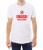 Biały męski T-shirt nawiązujący do pandemii COVID z napisem Uwaga! niezaszczepiony