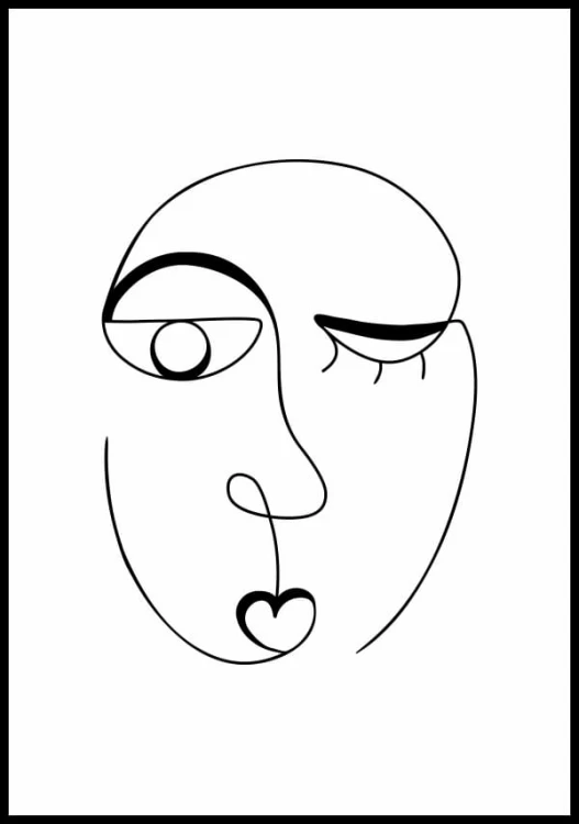 Abstrakcyjny portret kobiety narysowany kreską