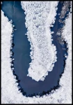 Plakat rzeka w zamarzniętym lesie