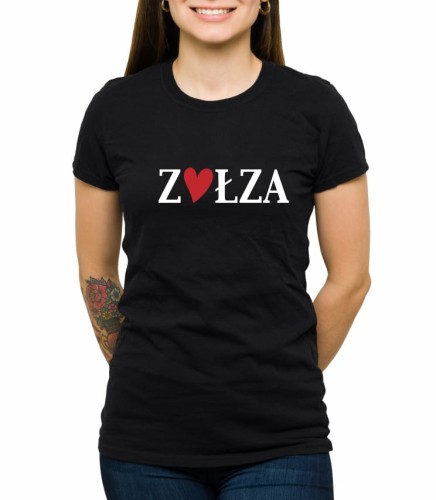 Czarny T-shirt z napisem zołza