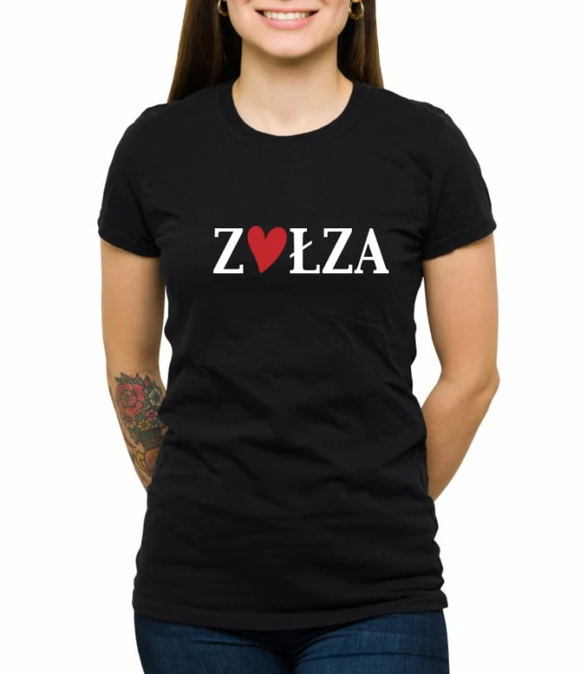 Czarny T-shirt z napisem zołza
