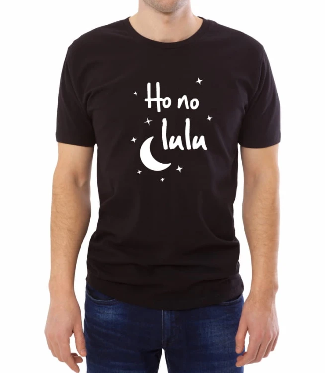 Czarny T-shirt dla niego z tekstem ho no lulu