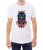 Biały T-shirt męski z sową i napisem music is my life