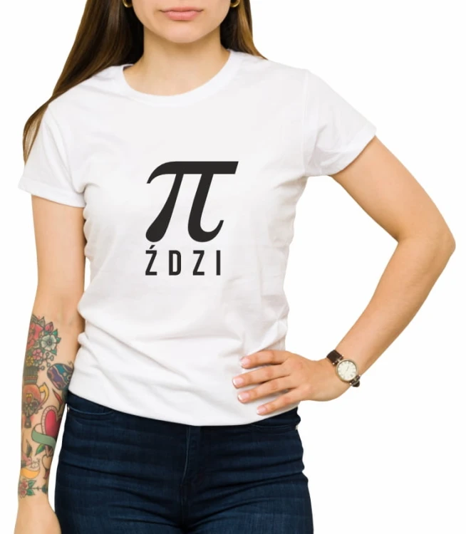 Biały damski T-shirt z napisem piździ