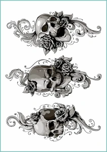 Tatuaże tymczasowe skulls with floral