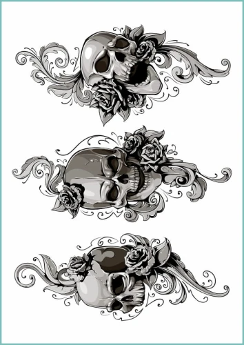 Tatuaże tymczasowe skulls with floral