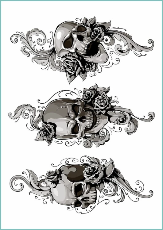 Tatuaże tymczasowe skulls with floral