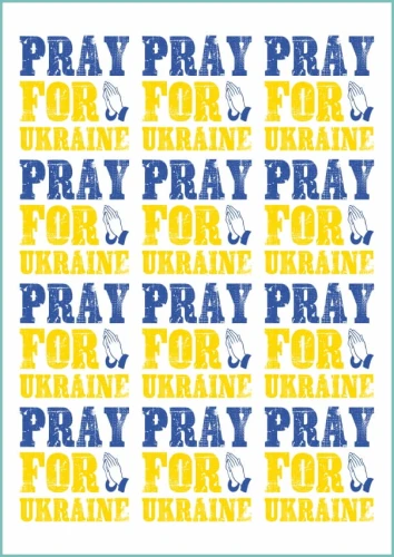 Naklejki na ciało z tekstem "módlmy się za Ukrainę", jako symbol wsparcia dla mieszkańców tego kraju