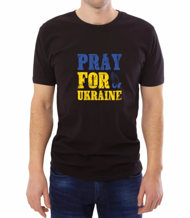 Czarna męska koszulka pray for Ukraine