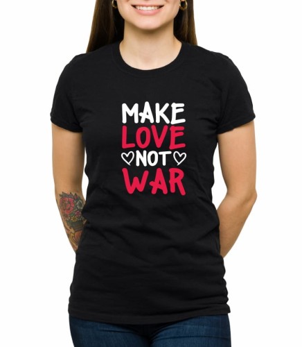 Czarna koszulka damska make love not war