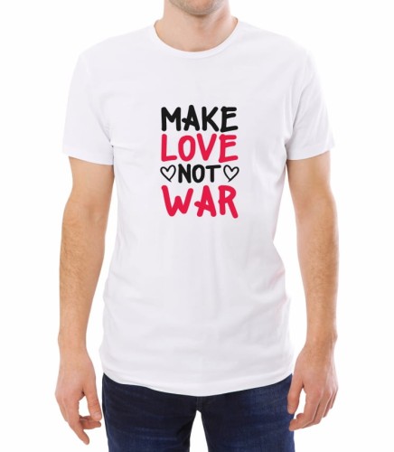 Biała męska koszulka  make love not war