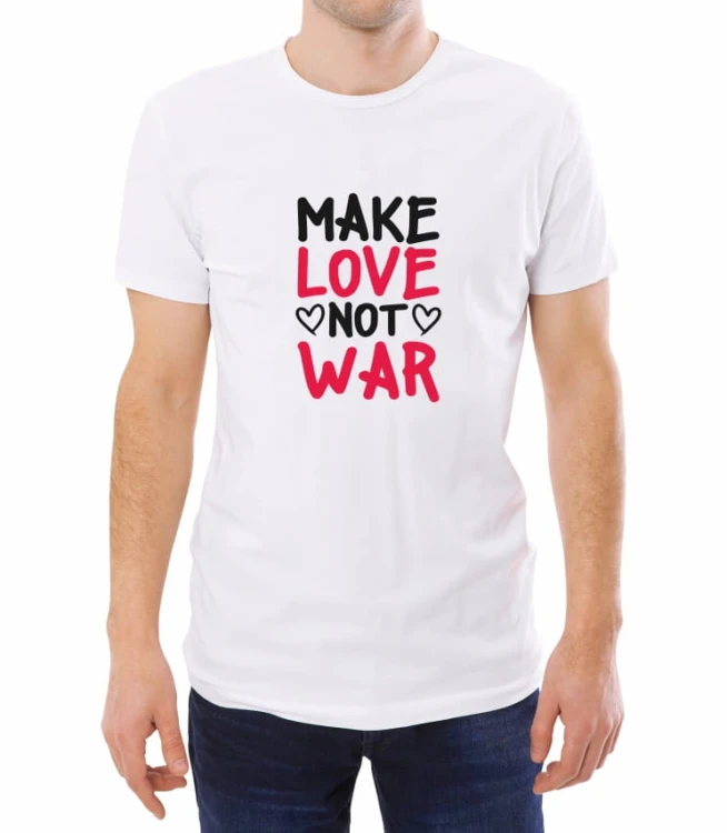Biała męska koszulka  make love not war