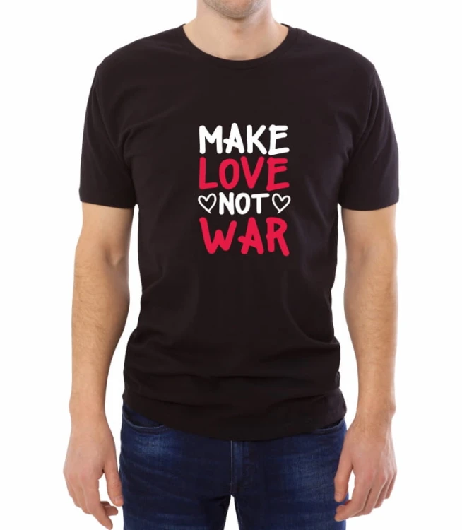 Czarna koszulka męska make love not war