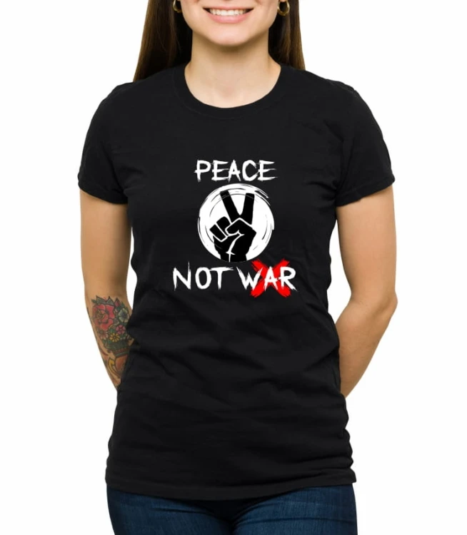 Czarna damska koszulka peace not war