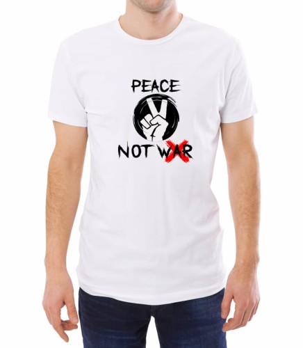 Biała męska koszulka peace not war