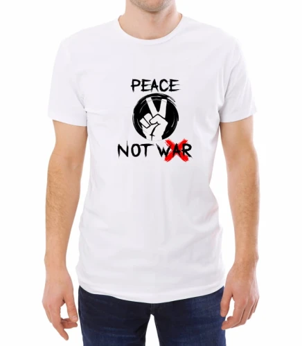 Biała męska koszulka peace not war